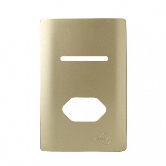 Placa p/ 1 Interruptor + tomada 4x2 - Novara Dourado